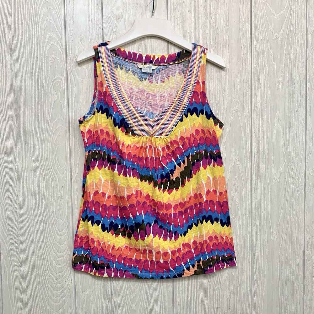 Boden Multicolor V-Neck Tank Top - Yellow, Pink, Blue